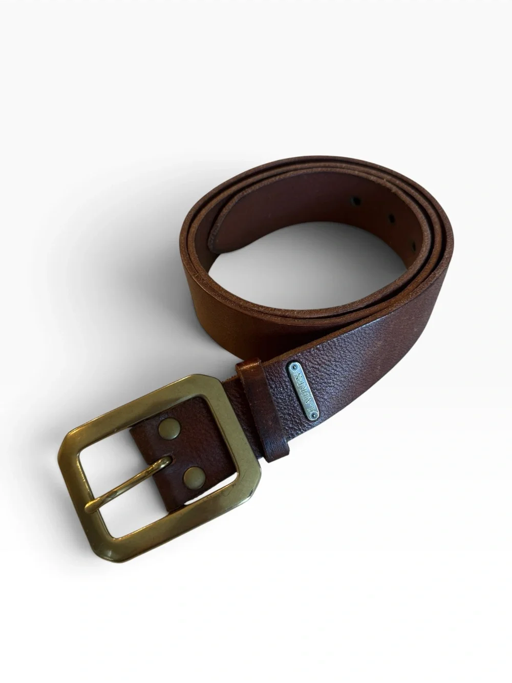 Lauren Ralph Lauren Genuine Italian Leather Brown Belt Brass Buckle Large